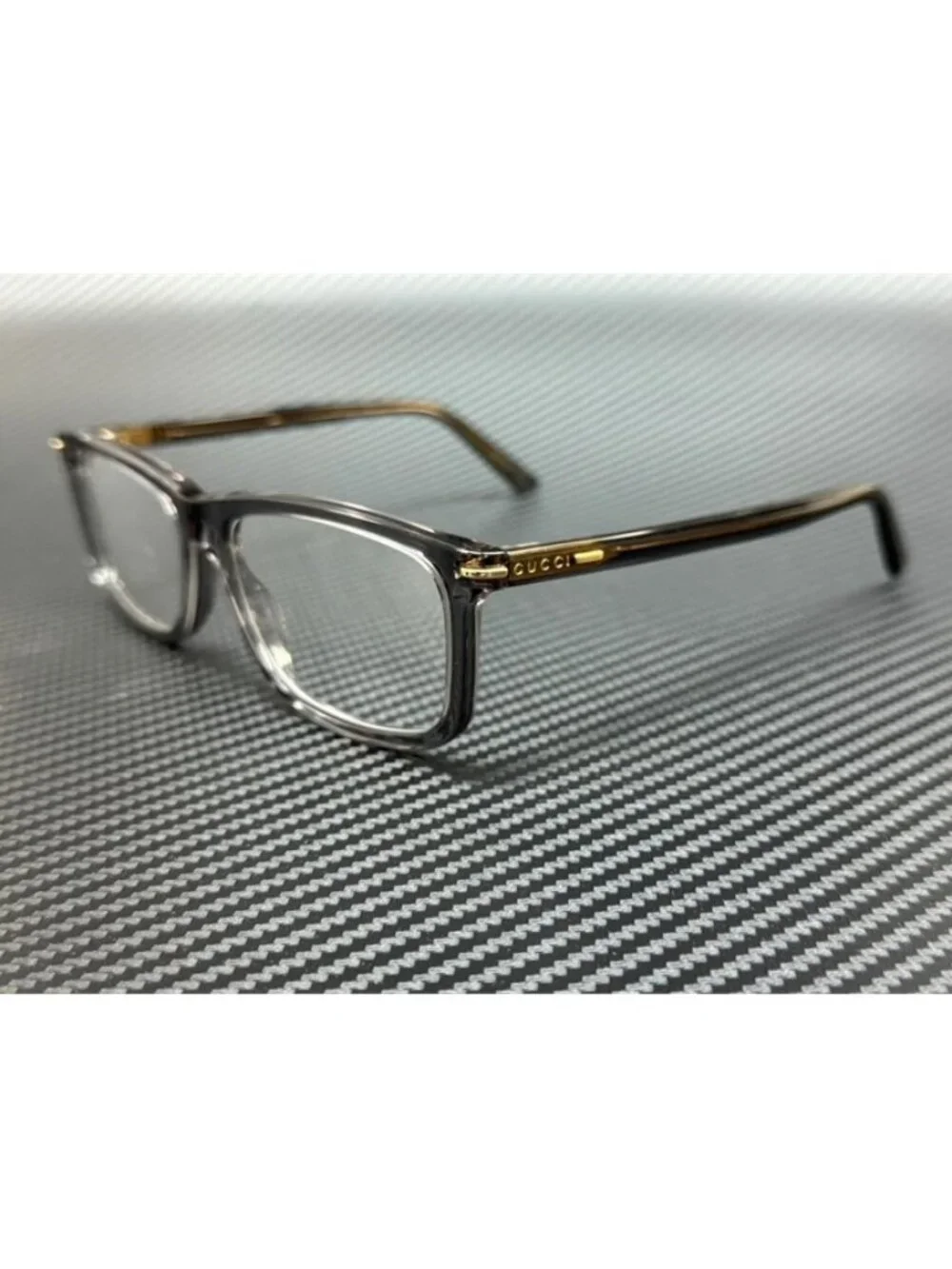 New Gucci Men Grey Transparent Eyeglasses 57-17-145